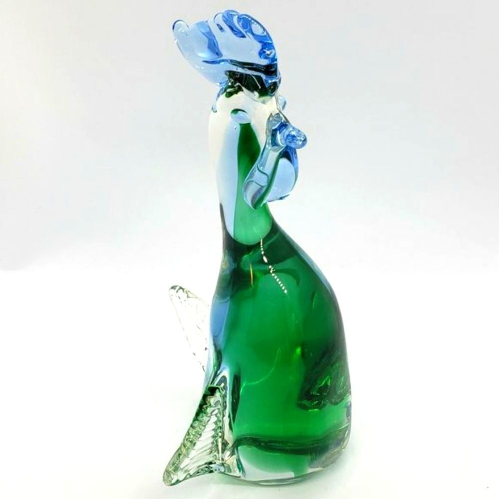 Vintage Murano Style  Green Blue Sommerso Art Glass Rooster